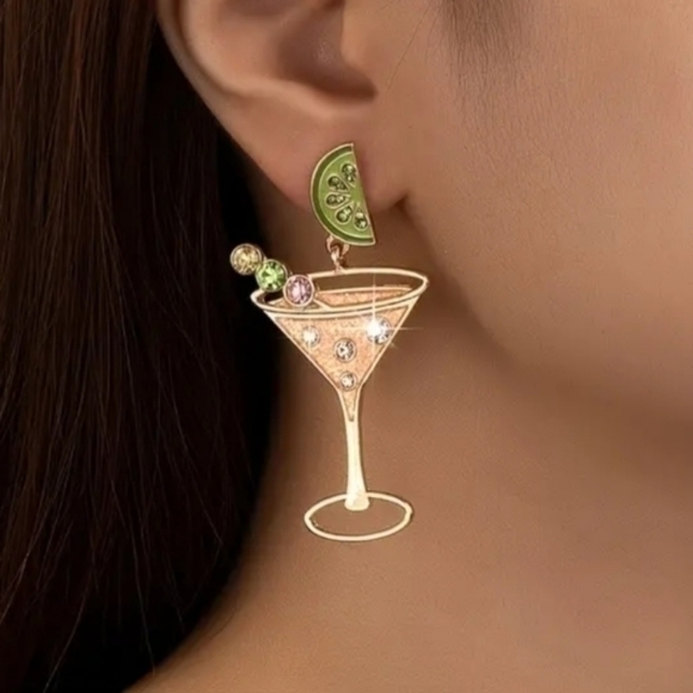 MODCLOTH JEWEL MARTINI COCKTAIL EARRINGS - Picture 2 of 5